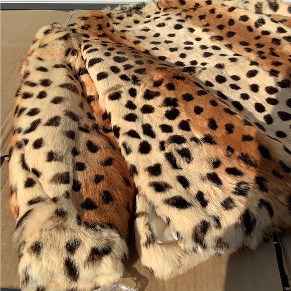 Vtg Y2K 90’s Leopard Spot Rabbit Fur Coat Glam Lux Old Money NOS PUFFY Hollywood - Picture 11 of 16